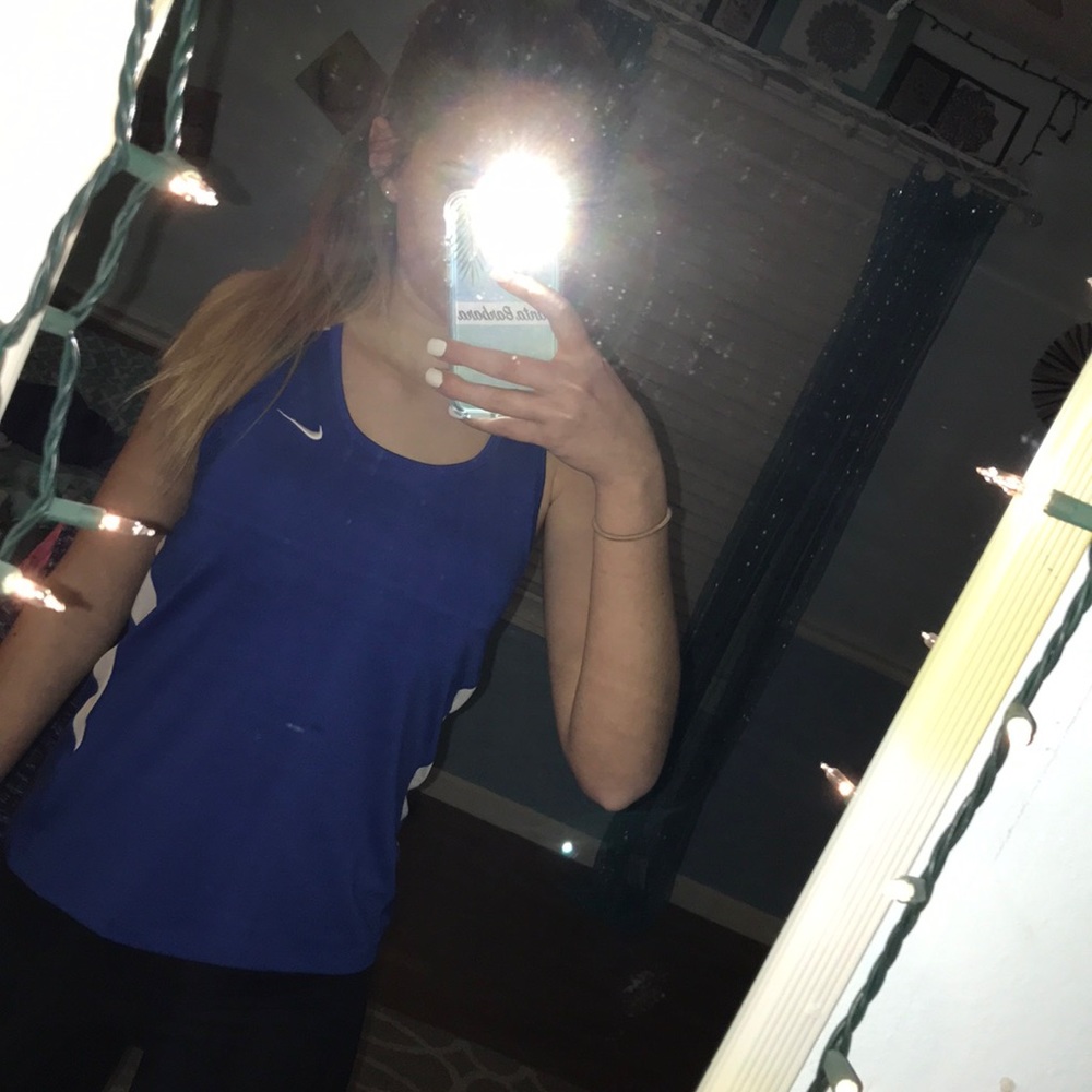 blue nike dri-fit running tank top